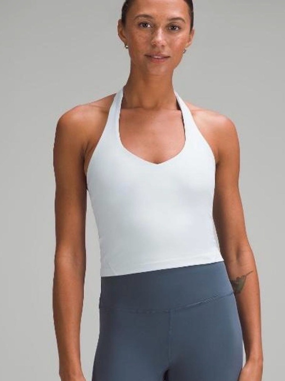 Lululemon| White/Beige Athletic Halter Cropped Tank